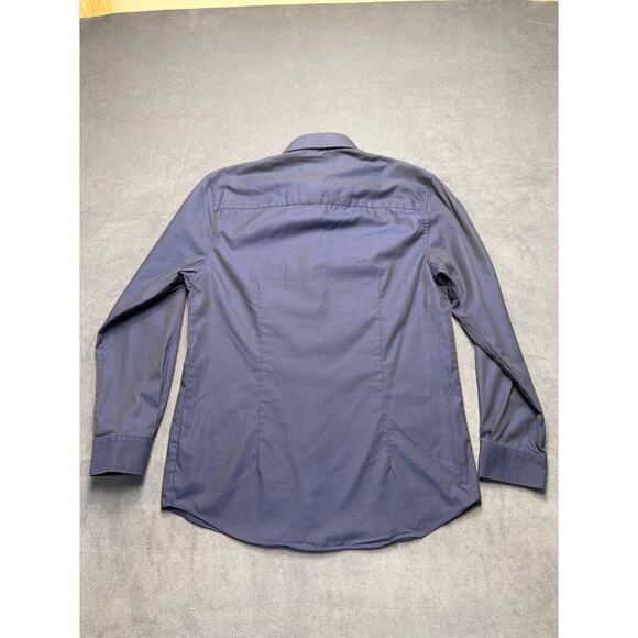 Kenneth Cole Reaction Wrinkle Free Long Sleeve Button Down Blue Mens M Slim Fit - Picture 8 of 8